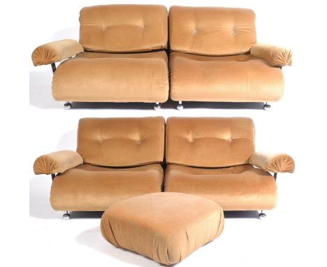 KM Wilkins - G Plan - Duo Suite - An unusual pair of 1970's retro vintage modular two seat sofa settees consisting of two sec