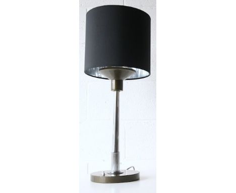 An original 1970's French retro vintage Art Deco style table desk side lamp light having a contemporary black lampshade with 