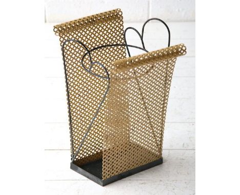 Mathieu Matégot - Rigitulle - A rare original 1950's French umbrella stick stand comprising two yellow coated perforated meta