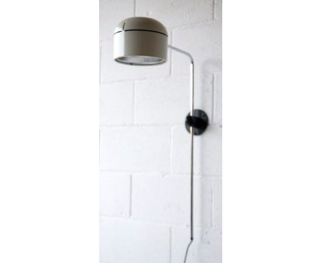 Staff - A 1970's German retro vintage wall lamp comprising of an ebonised cast aluminium wall mount, supporting a chromed rig