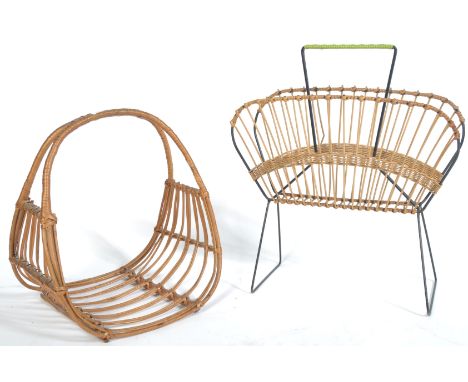 Believed Franco Albini - An original vintage 1960's retro vintage magazine rack in the form of a basket / bag along with a ca