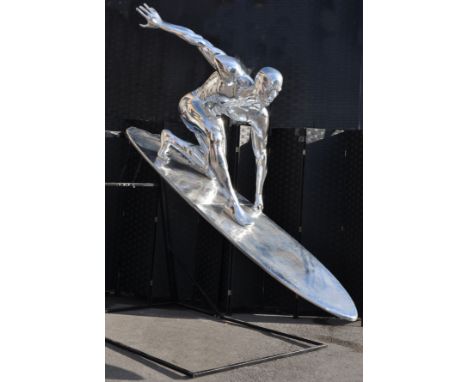 An incredible lifesize 1:1 scale Marvel Comics / 20th Century Fox made statue of The Silver Surfer. Promotional statue made f