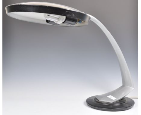 Fase - Boomerang 2000 - A superb 1970's Spanish Madrid retro vintage table / desk lamp comprising of a black twin stepped rou