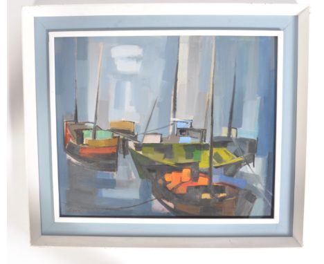 George Bass English 20th Century - Norfolk Regatta -&nbsp; An original 1960's retro vintage Cubist modern contemporary art oi