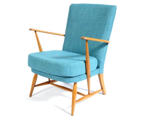 Lucian Ercolani - Ercol - Model 248 - A 1950's retro vintage beech and elm easy / lounge chair / armchair upholstered in a te