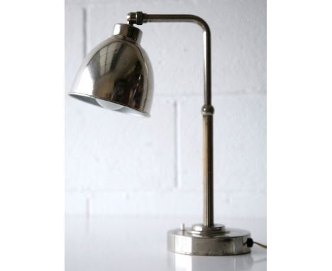 An original 1930's art deco vintage designer chromed table lamp / wall light comprising of a three stepped round base with pu