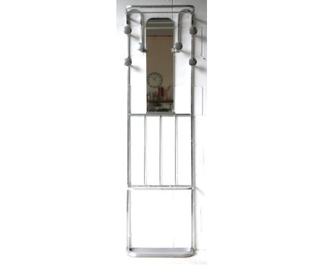 An unusual original 1950's retro vintage sputnik atomic space age wall fitted coat rack / hall stand. Brushed aluminium tubul