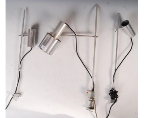 Peter Nelson - Architectural lighting Ltd - A set of three 20th century retro vintage multi adjustable lamps with rail slide 