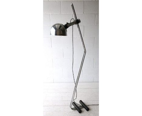 J Perez & P Aragay - A rare and unusual 1970's retro vintage chromed floor standing / standard lamp consisting of a domed chr