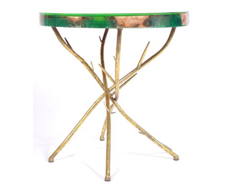 J &amp; K Tables - A fantastic bespoke designer coffee / side / lamp table comprising of a thick tree section cased in a tran