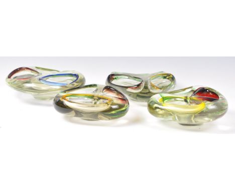Murano - Sommerso - A collection of four mid 20th century&nbsp;Italian Venetian retro vintage studio art glass tri-coloured m