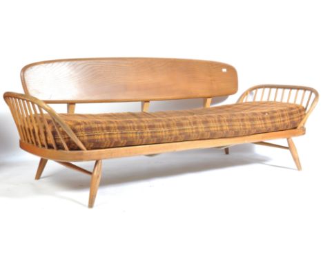 Lucian Ercolani - Ercol - Model 355 - Studio Couch - A 1970's retro vintage blonde beech and elm three seat sofa settee / day