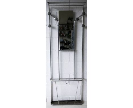 An unusual original 1950's retro vintage sputnik atomic space age wall fitted coat rack / hall stand. Brushed aluminium tubul