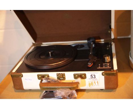 Cream GPO Ambassador Briefcase 3 speed Record Player USB recorder; built in twin stereo speakers; Bluetooth transmitter; buil