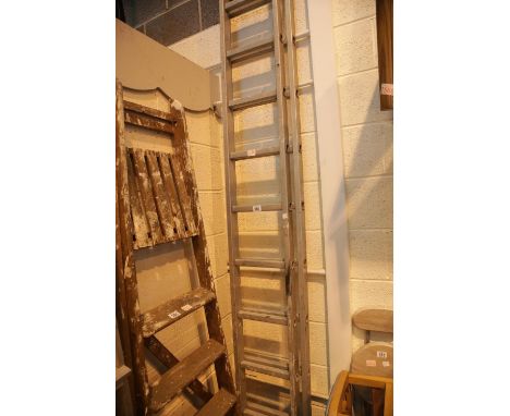 Aluminium eleven step double extending ladder. Not available for in-house P&amp;P. 