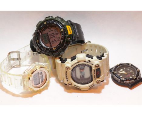 Four Casio wristwatches including G-Shock and Baby G. P&amp;P Group 1 (£14+VAT for the first lot and £1+VAT for subsequent lo