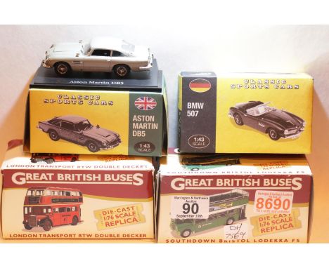 Four Atlas Edition boxed motor vehicles. P&amp;P Group 2 (£18+VAT for the first lot and £3+VAT for subsequent lots) 