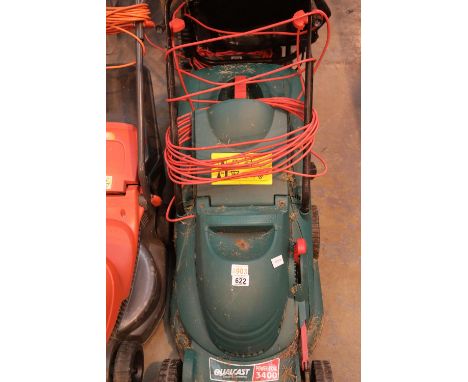 Qualcast Power Trak 3400 electric lawn mower and a Black and Decker 20 cm lawn raker. Not available for in-house P&P.Conditio