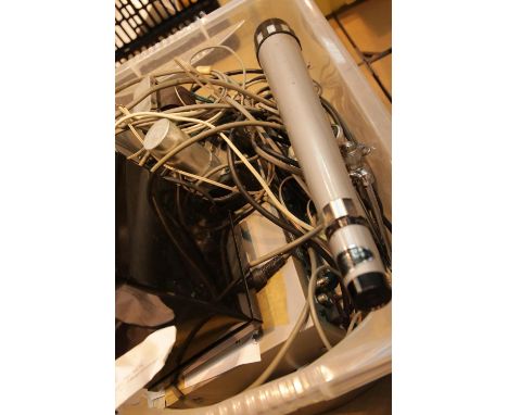 Mixed lot of electrical items including a Partridge transformer, telescope and a stereo integrated amplifier. Not available f