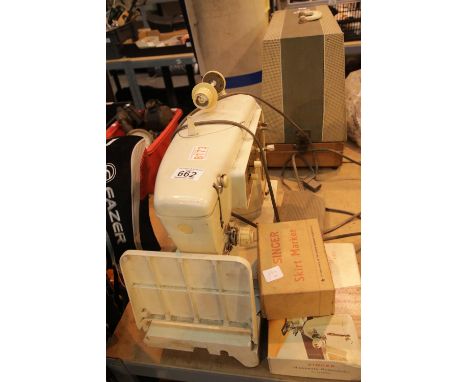 Singer sewing machine with skirt marker and buttonholer. Not available for in-house P&P.Condition Report: All electrical item