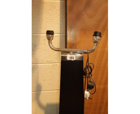 Contemporary black and chrome floor standing dual lamp. Not available for in-house P&amp;P 