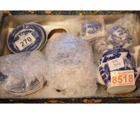 Boxed childs ceramic tea set in the Willow pattern. Not available for in-house P&amp;P. 