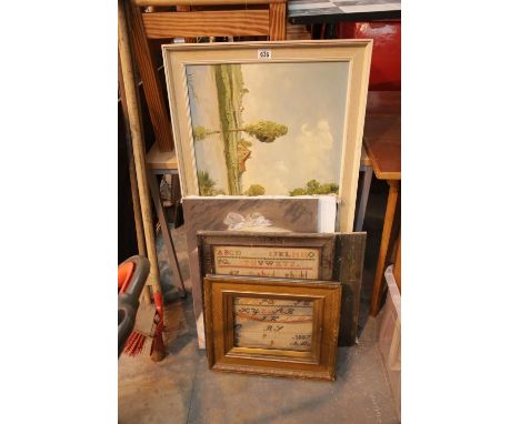 Amateur canvas portrait, Victorian sampler etc. Not available for in-house P&amp;P. 