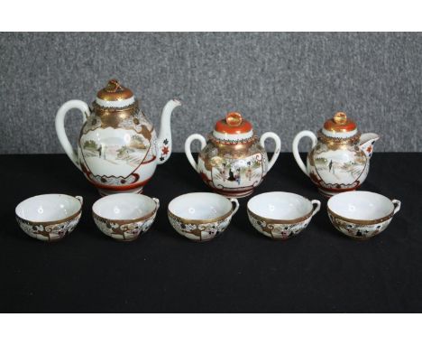 A Japanese Satsuma tea service. H.19cm. (largest). 