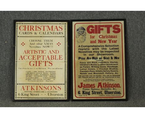 Two framed vintage posters advertising Christmas toys. H.79 W.53cm. (each). 