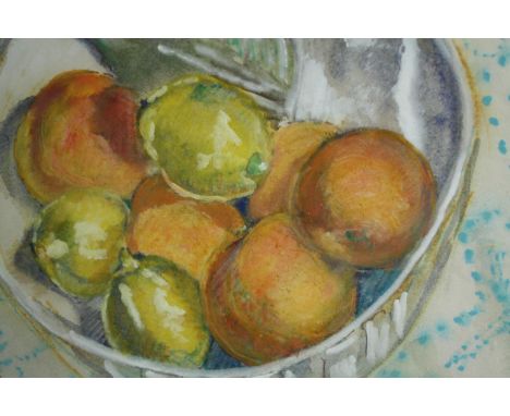 Diana Boyd, pastel, still life with fruits, signed Di, framed and glazed. H.49 W.47cm.