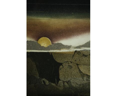 Tuvia Beeri, Israeli (1929-), A 20th century lithograph, atmospheric rocky landscape, signed and initialled E A in pencil, fr