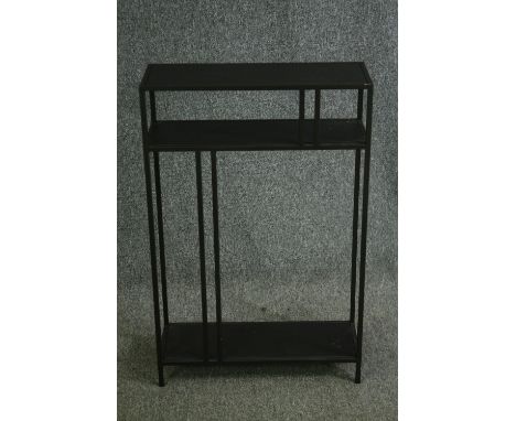 A contemporary metal open side or console table. H.86 W.56 D.21cm. 