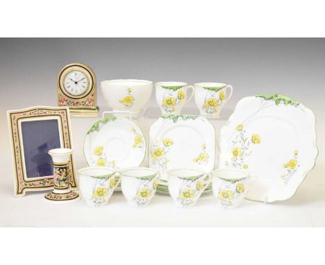 Small group of ceramics, comprising Wedgwood 'Clio' desk clock, photograph frame etc., together with a group of 1930s 'Butter