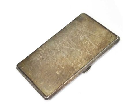 George V silver cigarette case with engine-turned decoration and gilt interior, Birmingham 1936, 14cm long, 203g approx