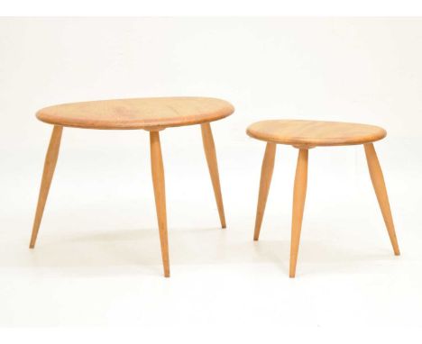 Lucian Ercolani for Ercol Furniture - Nest of two 'Pebble' tables, 49cm x 33.5cm x 36cm high and smaller (2)
