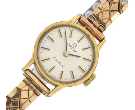 Omega - Lady's Genève cocktail watch, having a silvered dial with gilt baton hour markers, and blued steel hands, manual wind