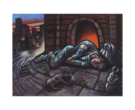 [§] PETER HOWSON O.B.E. (SCOTTISH B.1958)  JOURNEY'S END I, 2002   Signed, pastel  44cm x 58cm (17.25in x 22.75in) Exhibited: