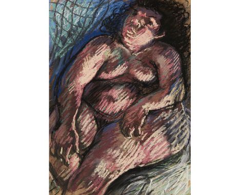 [§] PETER HOWSON (SCOTTISH B.1958)  BIG GIRL   Pastel and charcoal  20cm x 28cm (4in x 8in) Exhibited:   William Hardie, Glas