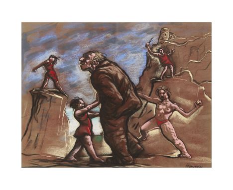 [§] PETER HOWSON O.B.E. (SCOTTISH B.1958)  TEMPTATION   Signed, pastel  46cm x 59cm (18in x 23.25in)