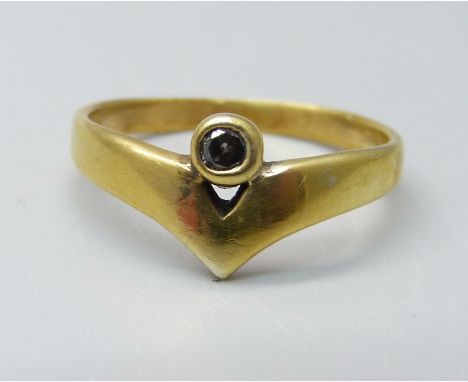A silver gilt, gem set wishbone ring, R 