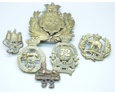 Victorian British Army helmet plates and cap badges 