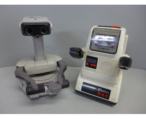 A Nintendo ROB, Robotic Operating Buddy and a Tomy Chatbot 