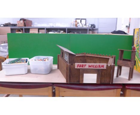A model fort and a collection of model army and other figures 