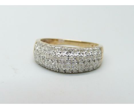 A 9ct gold and diamond ring, 3.4g, P 