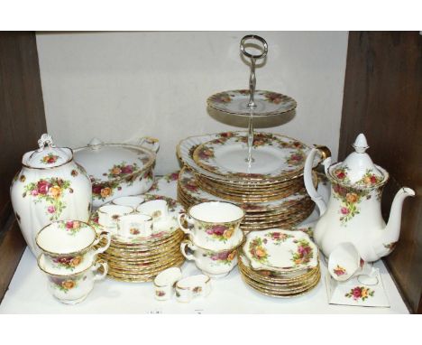 SECTIONS 2 + 3. An extensive Royal Albert ' Old Country Roses' pattern dinner, coffee and tea service, comprising of plates, 