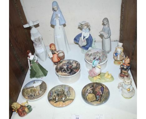 SECTION 24. An assortment of mixed ceramic items including three various Lladro figures, one Coalport figural lady, Beswick '