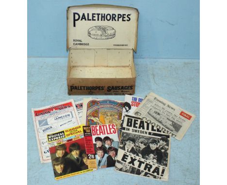 A quantity of The Beatles and Rolling Stones ephemera, together with an Evening News last edition, Illustrated London News an