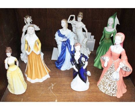 SECTION 43. Eight assorted Coalport ceramic ladies including limited edition pieces from the 'House of Tudor' and the 'House 