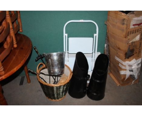 Coal skuttle, log bin, ladder etc