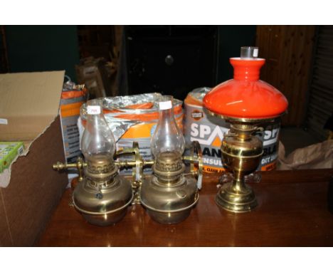 Paraffin lamp & 2 table lamps